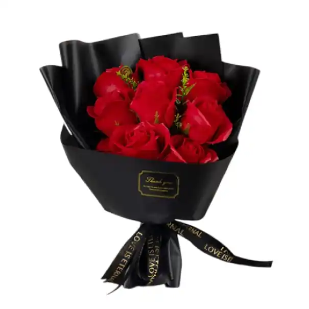 În tendințe - Buchetă 9 trandafiri din săpun 28 x 17 cm Set luxos de trandafiri parfumați în ambalaj de cadou Decorație elegantă și cadou romantic original pentru femei