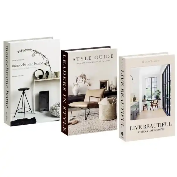 3 bucăți de cărți decorative false, imitație neîntreținută, bej, alb și maro, decorațiuni interioare pentru bibliotecă, rafturi, măsuțe de cafea - Promoție limitată