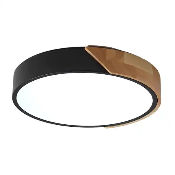 Comandă rapid | Plafoniera LED cu element din lemn 27 W alb rece Plafon circulară Panou LED rotund modern 30 x 5 cm