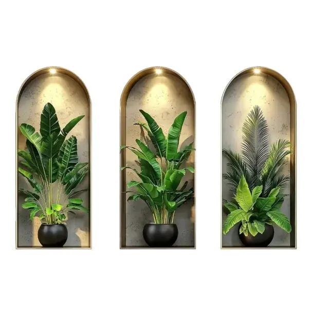 Autocolante pentru perete 25 x 60 cm 3 buc PVC efect 3D autocolante decorative cu plante autocolante decoratiune de perete | Preț avantajos