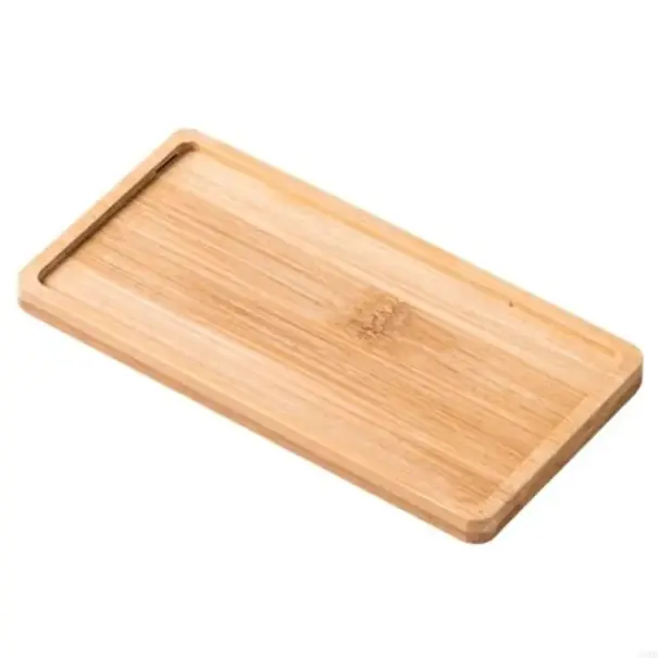 Tavă dreptunghiulară din bambus 17,5x9x1 cm, din lemn, impermeabilă, pentru lavoar, săpunieră, sticle, bază pentru ghivece de flori, pentru baie și bucătărie | Reducere extra