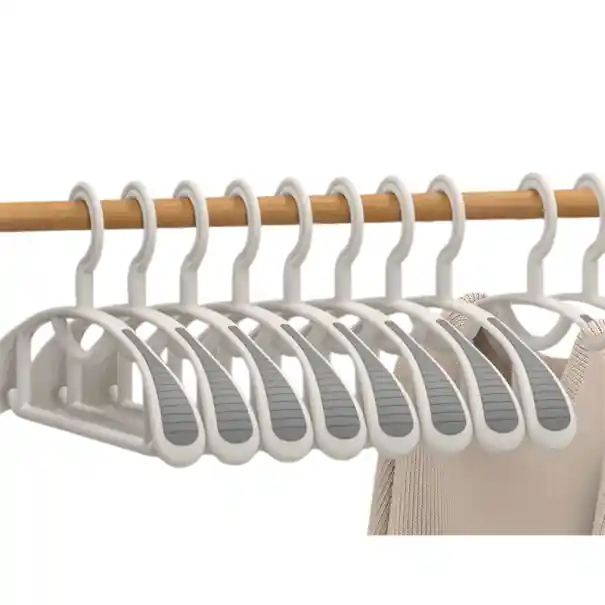 Set de 10 umerașe antiderapante late 40 x 19,5 cm Lățime 3 cm Umerașe rezistente din plastic pentru dulap, uz casnic | Direct de la producător