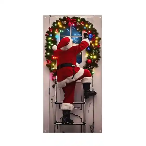 Lansare recentă - Banner vertical de Crăciun 180 x 90 cm Santa suspendat pe scară Decorare pentru uși Ornament de Crăciun pentru exterior și interior