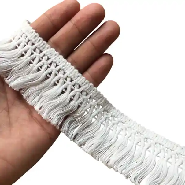 Ultima lansare | Bandă de dantelă cu ciucuri 3,5 cm lungime 91 cm Dantelă decorativă din bumbac cu ciucuri Margine textilă decorativă pentru cusut decorațiuni și creații manuale