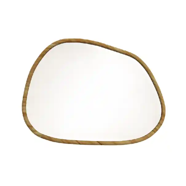 Acum disponibil - Oglindă de perete cu formă neregulată 70 x 2,1 x 50 cm Cadru din lemn de pin Nuantă naturală Pentru baie, living sau hol
