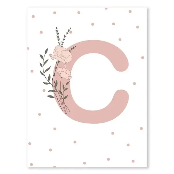 Ofertă online | Pânză decorativă 30 x 40 cm Inițiala florală C Poster de perete fără ramă Imagine delicată pentru camera fetiței și a copilului