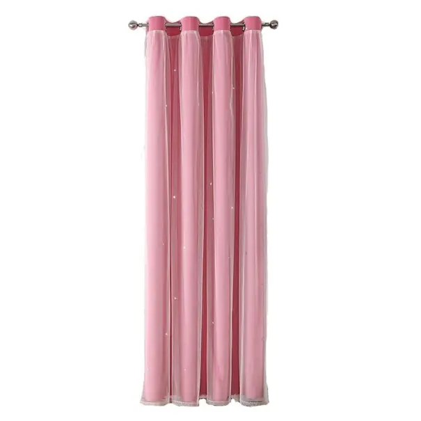 Perdele cu două straturi pentru copii cu stele Perdele transparente opace pentru camera copiilor Perdele cu ochiuri pentru fete 150x200cm - Top vânzări