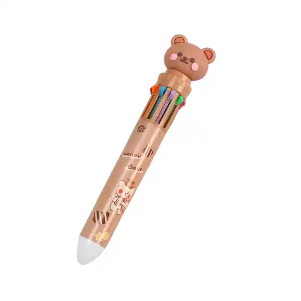 Alegerea clienților | Pix cu bilă, 10 culori, drăguț desen animat, ursuleț de pluș, pix multicolor, 15 x 3 x 2 cm, rechizite școlare și de birou pentru copii și adulți