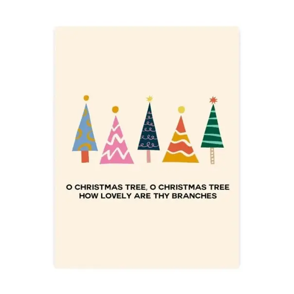 Plakat minimalist pentru perete cu braduti de Craciun 15 x 20 cm print pe panza multicolor poster moale decoratiune interioara fara rama - Se vinde rapid