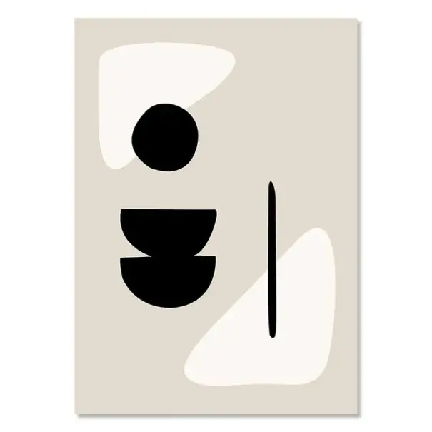 Plakát pe perete forme geometrice abstracte 40 x 60 cm print pe pânză decor negru-bej fără ramă pentru interior | Economisește mai mult