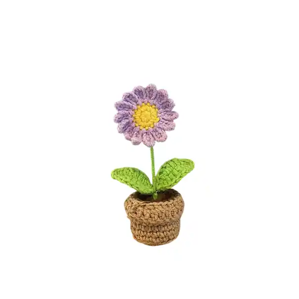 Profită acum | Plantă croșetată în ghiveci floare decorativă mini ornament bumbac laptos decorare birou apartament cameră