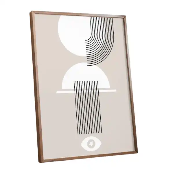 Calitate premium | Poster modern pentru perete 50 x 70 cm Bauhaus Fundal gri Compoziție geometrică alb-negru Imagine minimalistă Pânză Fără ramă