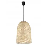 Disponibil acum | Pendul structura din Metal Negru si abajur din Ratan Bej H250xL40.5cm IP20 AURORA