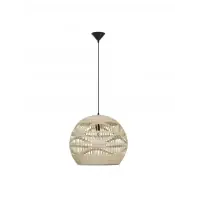Direct din fabrică | Pendul structura din Metal Negru si abajur din Ratan Bej H205xL48.5cm IP20 MARLO