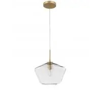 Preț atractiv | Pendul structura din Metal Auriu si abajur din Sticla Transparent H124xL30cm IP20 PRISMA