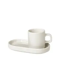 Plasează comanda acum - Set cana cu tavita din Ceramica Alb Mio