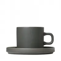 Reducere extra | Set cana cu farfurie din Ceramica Gri Mio H7cm