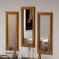 Ofertă flash - Set 3 oglinzi Dreptunghiulara cu rama din MDF Bronz L30xH70cm Lavia