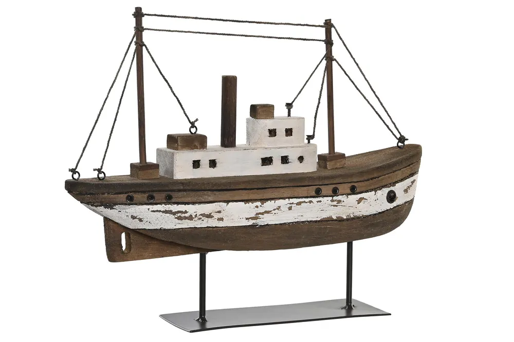 Ultimele zile - Decoratiune barca, lemn antichizat, 29x7x23 cm