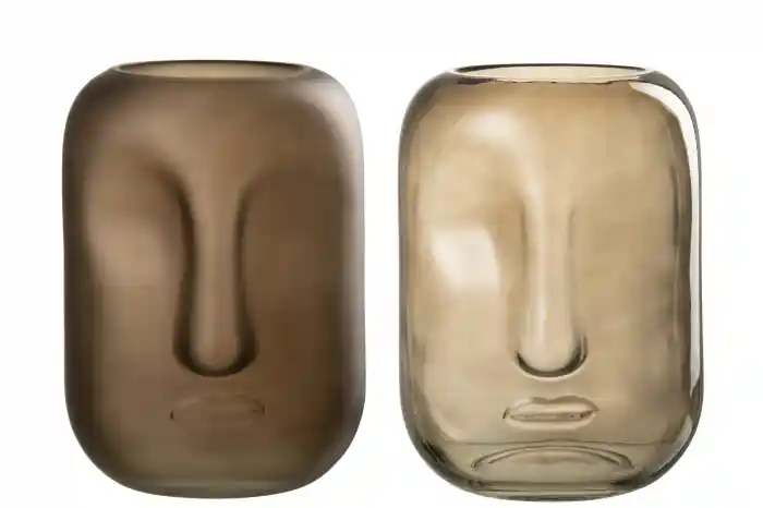 Set 2 Vaze maro cu design Face, 18.5x25 cm - Super preț