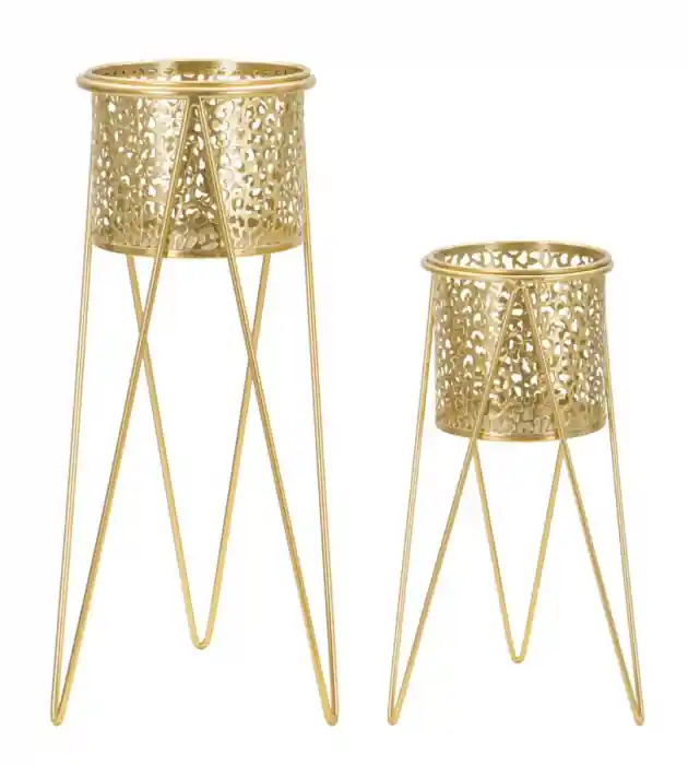 Reducere mare | Set 2 suporturi flori Gold, metal auriu, 21 x 46 x 20 cm