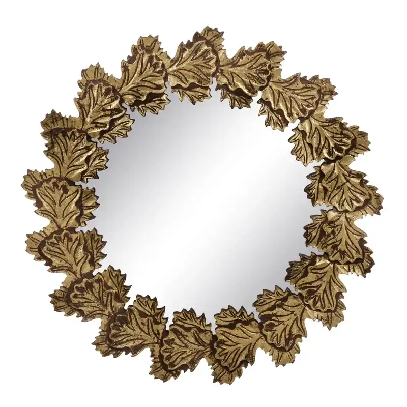 Ofertă specială | Oglinda Leafs, MDF auriu, 79x3x79cm