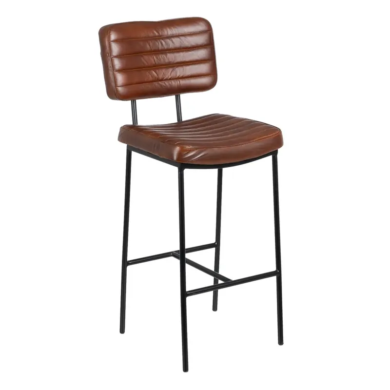 Scaun Bar Piele Maro Metal Negru, 43 X 38 X 109 CM | Reducere