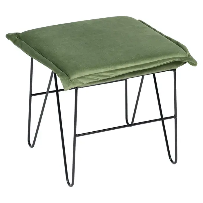 Alegerea clienților | Taburet din Metal si Catifea Verde, 40 X 40 X 35 CM