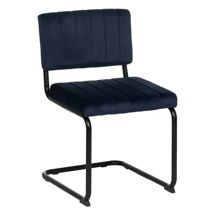 Set de 2 scaune dining si HORECA din stofa albastra cu structura metalica 48 X 56 X 82 cm | Ofertă promoțională