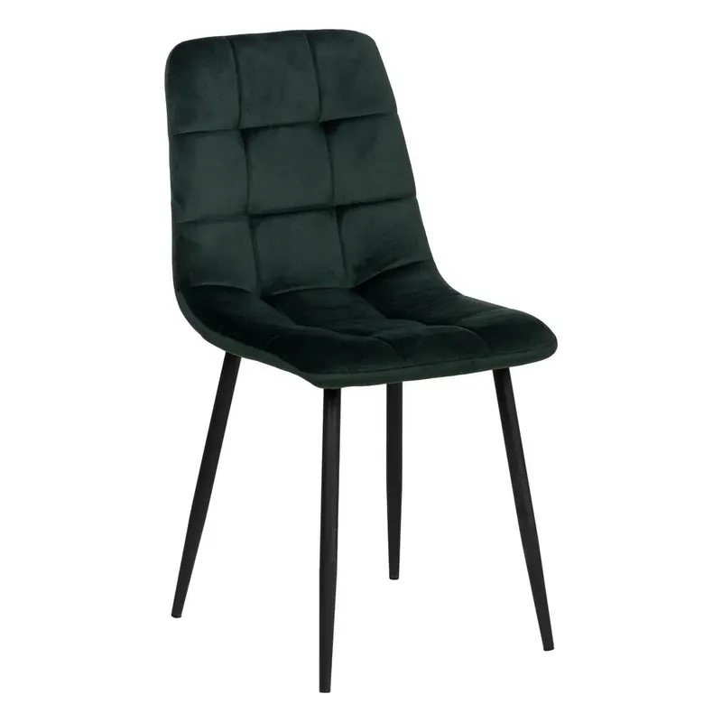Set de 4 scaune Q-Line Verde Negru, Catifea Metal, 45 X 51 X 88.5 CM | Produs recomandat