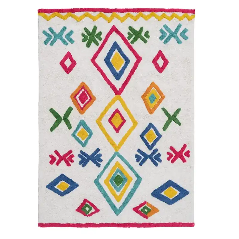 Acum disponibil - Covor Etnic Jucăuș din Bumbac pentru Copii Veseli - 160x120 cm
