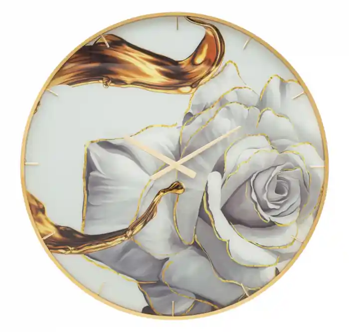 Ceas de perete Glam Sticla Rose 80x5 cm | Premium