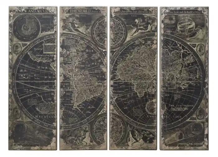 Set 4 tablouri Harta lui Columbus 240x5x180 cm | Selecție de top