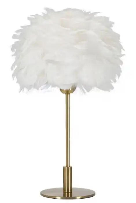 Ofertă avantajoasă | Lampă de masă aurie cu pene albe Ball Feather 30x50 cm