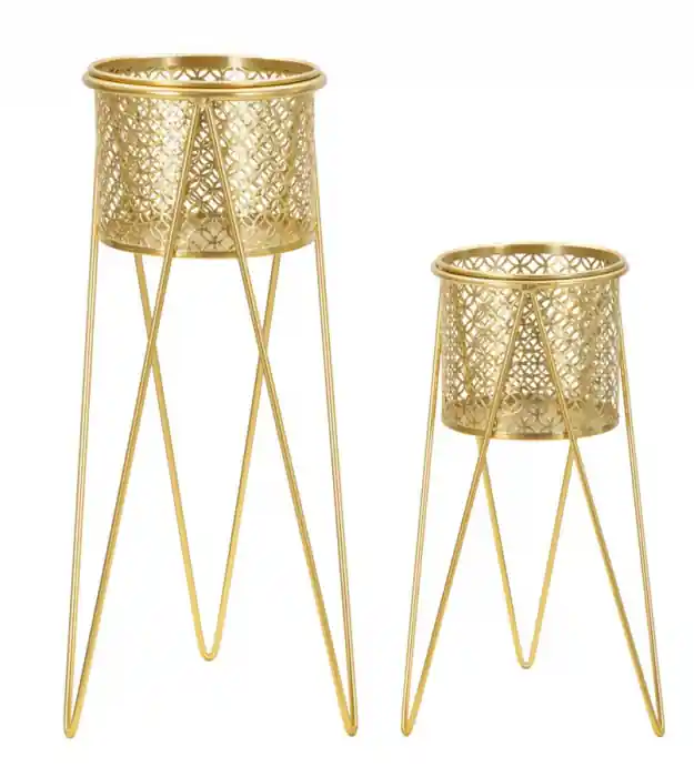 Preț special online | Set 2 suporturi de ghivece metalice Nat 21x20x46 cm - 18x18x32 cm