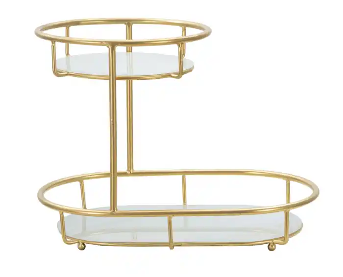 Promoție specială | Tavă decorativă pentru chei 2 Nivele, organizare hol in stil glam 36x22,5x27 cm