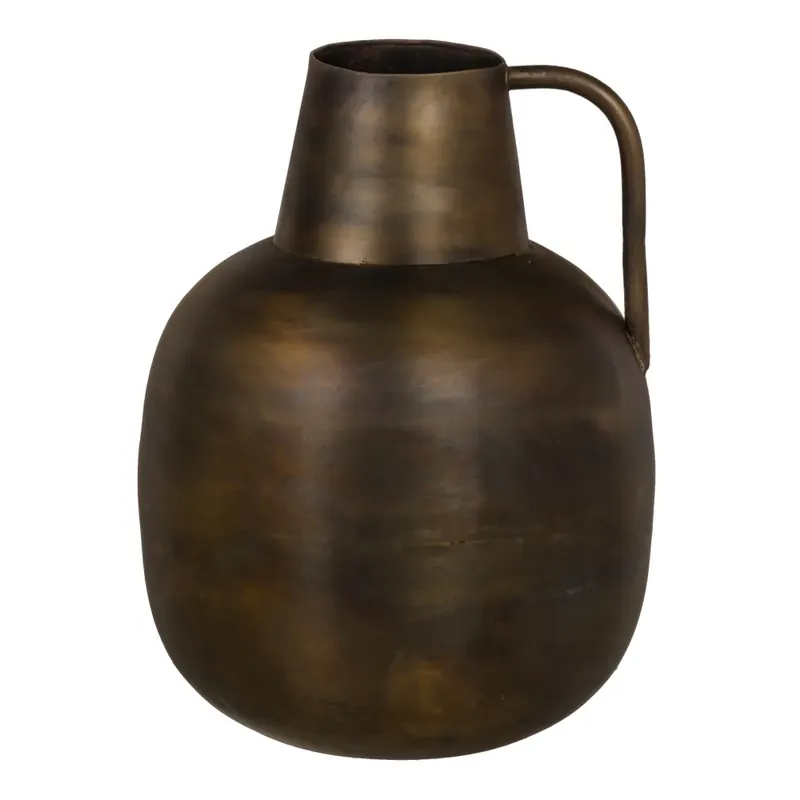 Economii mari - Vază antică ulcior auriu vechi din metal 20 x 20 x 17 cm