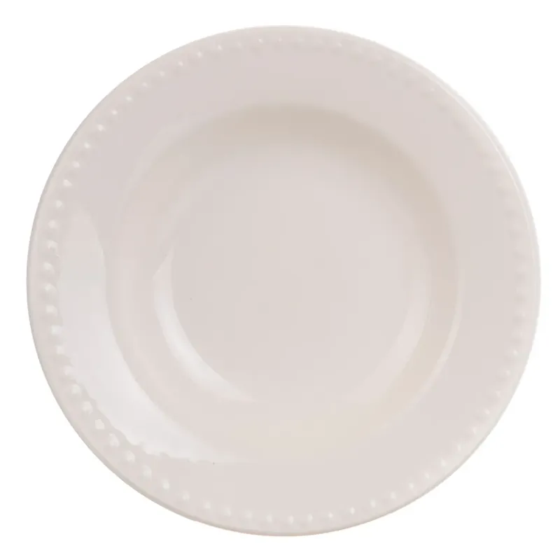 Set 6 Farfurii adânci albe elegante din ceramică 22,50 x 22,50 x 4 cm | Livrare imediată