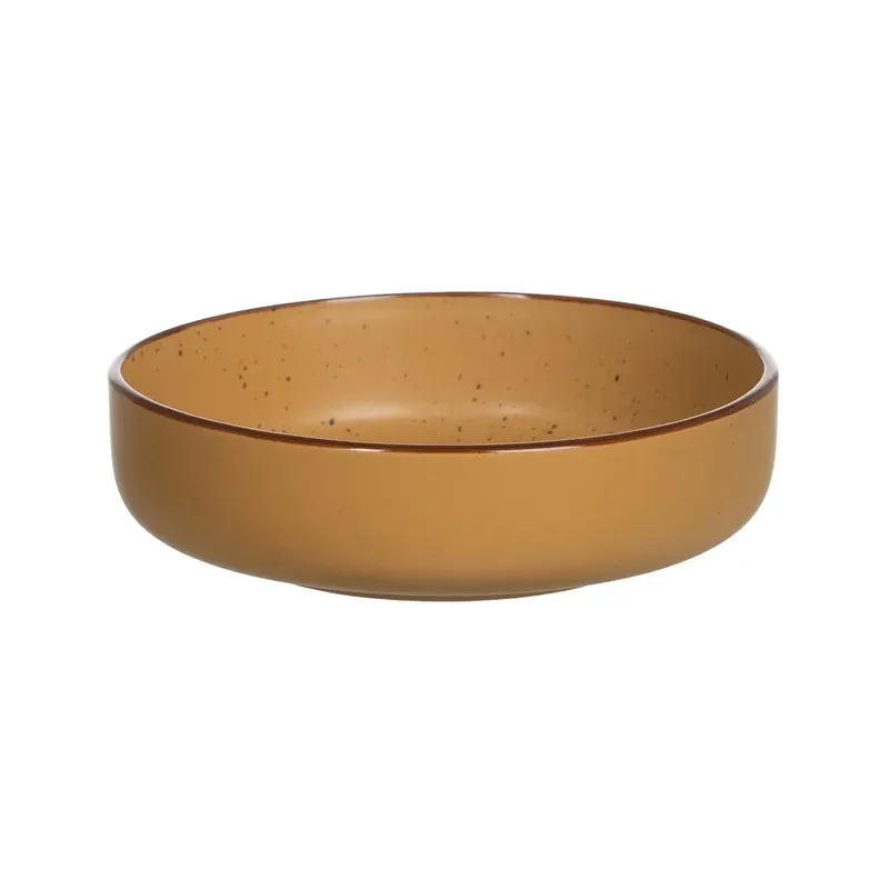 Set 6 Farfurii adânci din ceramică ocru design contrastant 18,50 x 18,50 x 5,50 cm - Preț redus