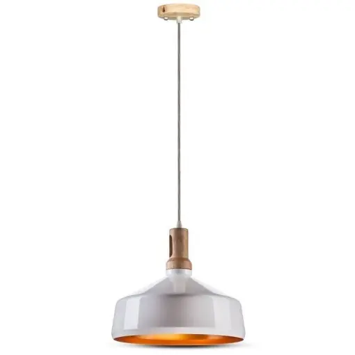 Pendul metal lemn alb V-TAC D350 | Ofertă excelentă