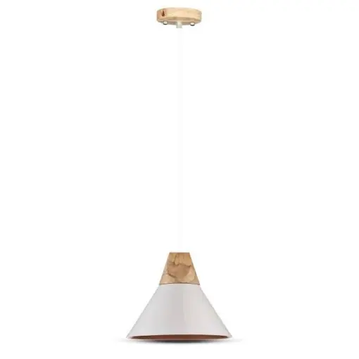 Pendul Conic alb lemn V-TAC D250 - Premium