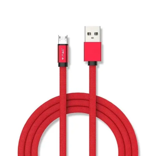 Preț excelent - Cablu de date si incarcare MicroUSB rosu Ruby