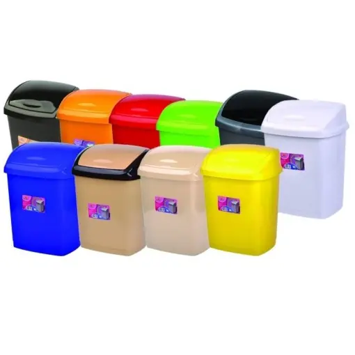 Cos gunoi plastic cu capac batant diverse culori 27L - Ofertă pentru o perioadă limitată