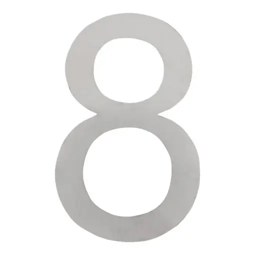 Acum disponibil - Numar metalic usa, cifra 8, autoadeziv, inox, 75 mm, Bossram