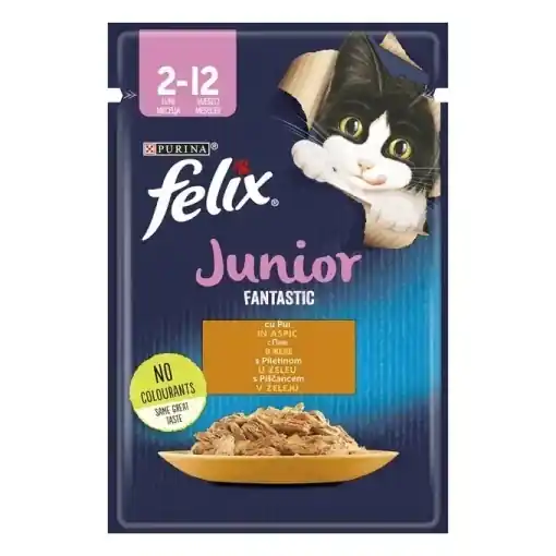 Hrana umeda pentru pisici, Pui, in aspic, Junior, Felix Fantastic, Purina, 85 g | Recomandarea clienților