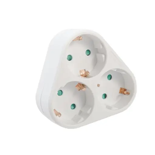 Triplu Stecher SPACER, Schuko, max 3500W, 16A, protectie copii, 3 prize Schuko, 1 stecher Schuko | Produs apreciat