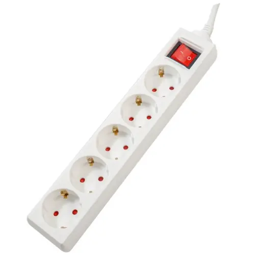 Cumpărături sigure - PRELUNGITOR SPACER, Schuko x 5, conectare prin Schuko (T), cablu 3 m, 16 A, max. 3500W, protectie supratensiune, protectie copii, alb
