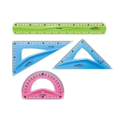 Comandă acum - Set geometrie 4 piese, 30 cm, silicon flexibil, diverse culori