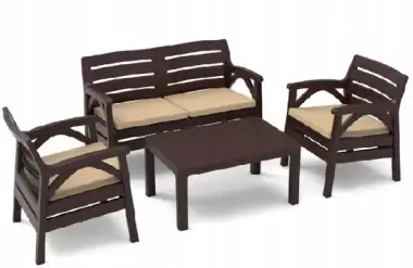 Set mobilier terasa Santana, 4 locuri, culori disponibile maro sau gri - Preț outlet