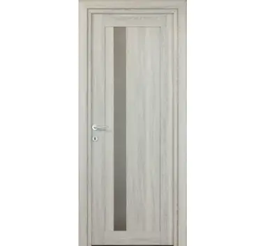 Usa de interior din MDF, Maya cu geam, folie décor, culoare gri sampanie, toc 7cm, 880x2030mm, reversibila, constructie modulara - Produs de top